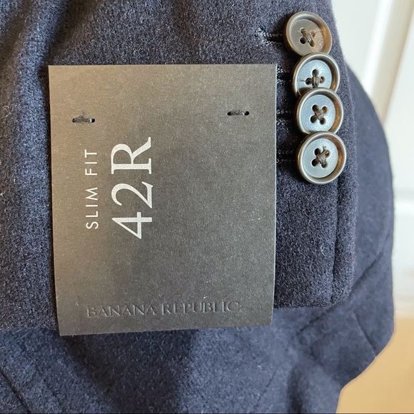 NWT Banana Republic Mario Bellucci Wool Sport Coat Blazer 42R - Navy Blue - Picture 4 of 11